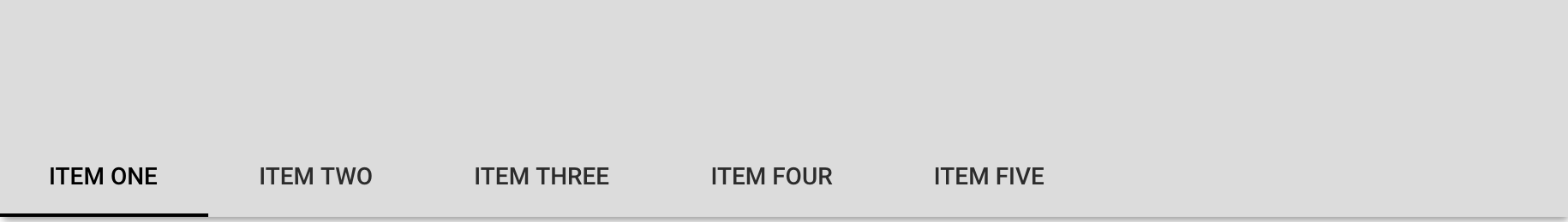 screenshot of a nav menu with 5 tabs, displayed horizontally, labelled "item one" through "item four"